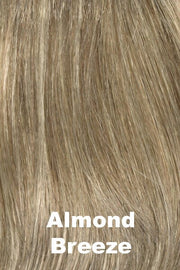 Color Swatch Almond Breeze for Envy wig Joy.  Dark warm honey blonde with subtle creamy blonde and pale blonde highlights.