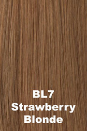 Color Strawberry Blonde (BL7) for Raquel Welch wig Contessa Remy Human Hair.  Medium blonde base with tones of honey blonde woven throughout.