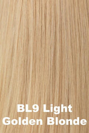 Color Light Golden Blonde (BL9) for Raquel Welch wig Contessa Remy Human Hair.  Warm toned medium blonde with tones of golden blonde blended in.