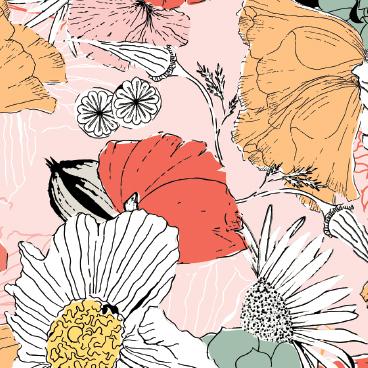 Color Blooms for Jon Renau head wrap Softie Boho Beanie Prints (#SBBP). 