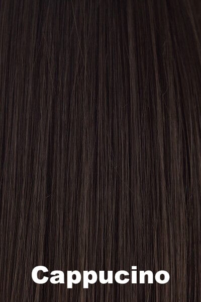 Color Cappucino for Orchid wig Kris Human Hair (#8704). A blend of deep brown base and warm rich mahogany brown.