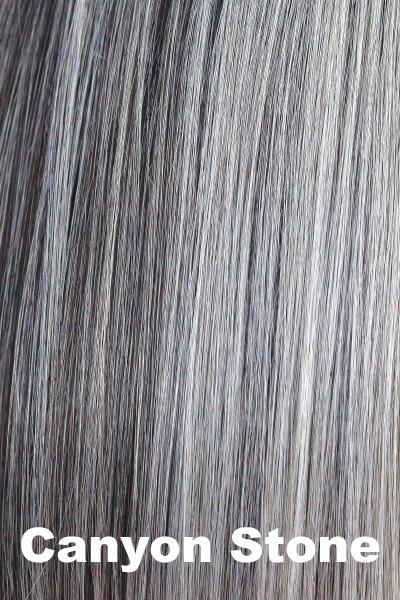 Color Canyon Stone for Orchid wig Sassy (#4111). Multidimensional natural grey base with slate, white, pewter, silver and steal grey blended throughout.
