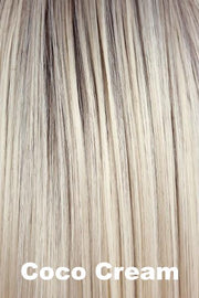 Color Coco Cream for Orchid wig Adelle (#5021). Rich dark chocolate base with chunky platinum blonde and pale ash blonde highlights.