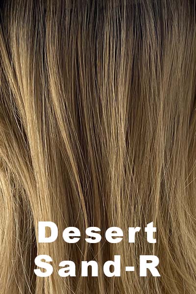 Color Desert Sand-R for Noriko wig Meadow #1719. Rich golden blonde and cool light blonde with a medium brown root.
