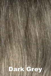 Color Swatch Dark Grey  for Envy wig Fiona Human Hair Blend.  Silver grey base with hints of neutral brown woven throughout.