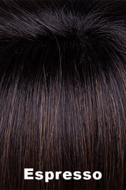 Color Swatch Espresso for Envy wig Scarlett.  Deep multi toned medium brown with cool undertones and dark brown rooting.