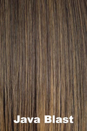 Color Java Blast for Orchid wig Lacey (#5023). Rich warm medium brown base and medium copper blonde highlights.