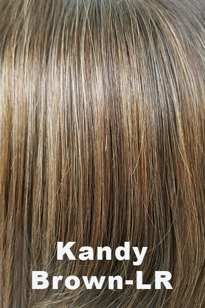 Color Kandy Brown-LR for Noriko wig Meadow #1719. Light brown with warm undertones and dark Ruch brown blend with a darker long root.
