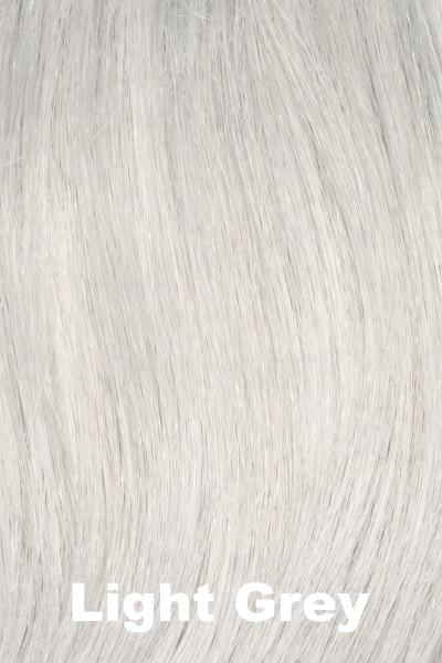 Color Swatch Light Grey  for Envy wig Flame Human Hair Blend.  Silver and white grey blend.