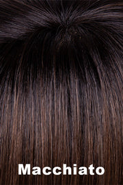 Color Swatch Macchiato for Envy wig Alyssa.  Chestnut brown and a rich warm brown blend and a dark brown root.