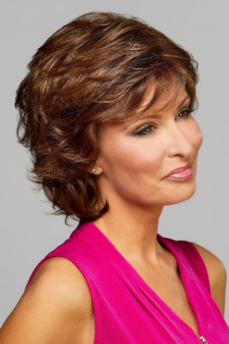 Mane Attraction by Henry Margu Glamour Cocoa Synthetic Wig Average Bangs HENRY MARGU Chocolate Brown Synthetic Natural Wig with Bangs  main image 2