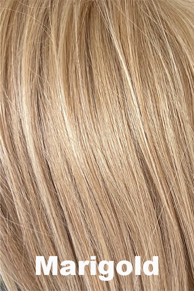 Color Marigold for Orchid wig Payton Human Hair (#8713). A pale golden blonde with finely woven creamy highlight.