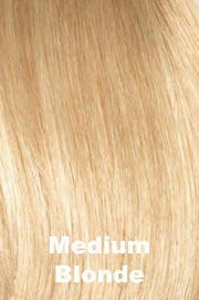 Color Swatch Medium Blonde for Envy wig Coti Human Hair Blend.  Golden blonde, pale blonde and champagne blonde blend.