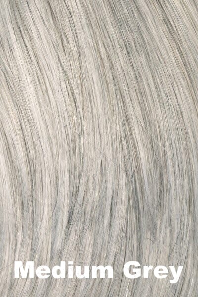 Color Swatch Medium Grey for Envy wig Suzi.  A silvery blend of salt and pepper with medium brown woven throughout.