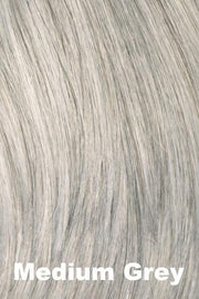Color Swatch Medium Grey  for Envy wig Yuri Human Hair Blend.  A silvery blend of salt and pepper with medium brown woven throughout.