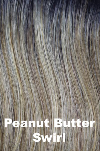 Color Peanut Butter Swirl for Orchid wig Carter (#6528). Medium blonde base with pearl beige, medium peanut butter and honey suckle blonde highlights.