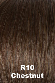 Color Chestnut (R10) for Raquel Welch wig Without Consequence Human Hair.  Rich medium to light brown base.