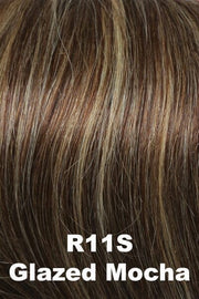Color Glazed Mocha (R11S) for Raquel Welch wig Tango.  Medium brown with heavier warm blonde highlights.