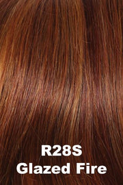 Color Glazed Fire (R28S)  for Raquel Welch wig Knockout Human Hair.  Dark auburn base with bright copper highlights.