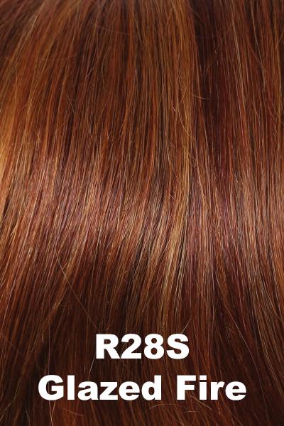 Color Glazed Fire (R28S)  for Raquel Welch wig Beguile Human Hair.  Dark auburn base with bright copper highlights.