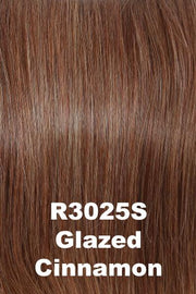Color Glazed Cinnamon (R3025S)  for Raquel Welch wig Knockout Human Hair.  Medium auburn base with copper highlights.