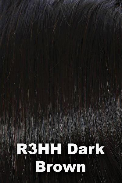 Color Dark Brown (R3HH) for Raquel Welch Top Piece Charmed Life 12" Human Hair.  Off black base.