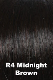 Color Midnight Brown (R4)  for Raquel Welch wig Knockout Human Hair.  Darkest midnight brown.