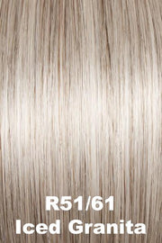 Color Iced Granita (R51/61) for Raquel Welch wig Winner.  Lightest grey with light brown and platinum blonde woven throughout and gradually blending to darker grey nape.