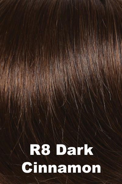 Color Dark Cinnamon (R8) for Raquel Welch Top Piece Gilded 18" Human Hair.  Rich medium brown with a warm undertone.