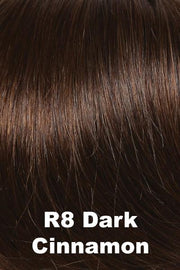 Color Dark Cinnamon (R8)  for Raquel Welch wig Knockout Human Hair.  Rich medium brown with a warm undertone.