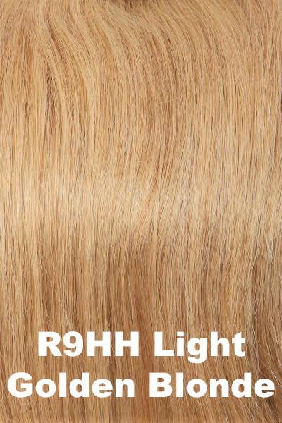 Color Light Golden Blonde (R9HH) for Raquel Welch Top Piece Charmed Life 12" Human Hair.  Medium ginger blonde with light golden highlights.