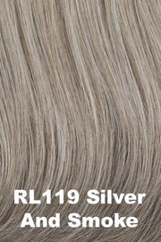 Color Silver and Smoke (RL119) for Raquel Welch wig Enchant.  Light brown with light grey blended throughout the base with a darker nape.