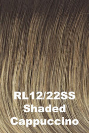 Color Shaded Cappuccino (RL12/22SS) for Raquel Welch Top Piece Go All Out 10".  Light golden brown base with neutral cappuccino blonde highlights and dark root.