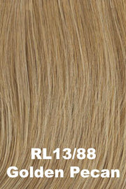 Color Golden Pecan (RL13/88) for Raquel Welch wig On Point.  Medium blonde with warm toned beige and creamy blonde blend.