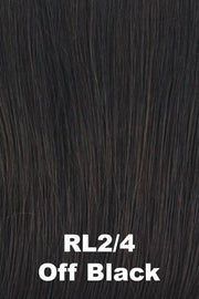 Color Off Black (RL2/4) for Raquel Welch wig Enchant.  Black base blended subtly with dark brown.