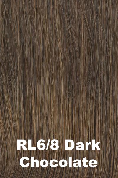 Color Dark Chocolate (RL6/8) for Raquel Welch wig On Your Game.  Medium chocolate brown blended with warm medium brown.