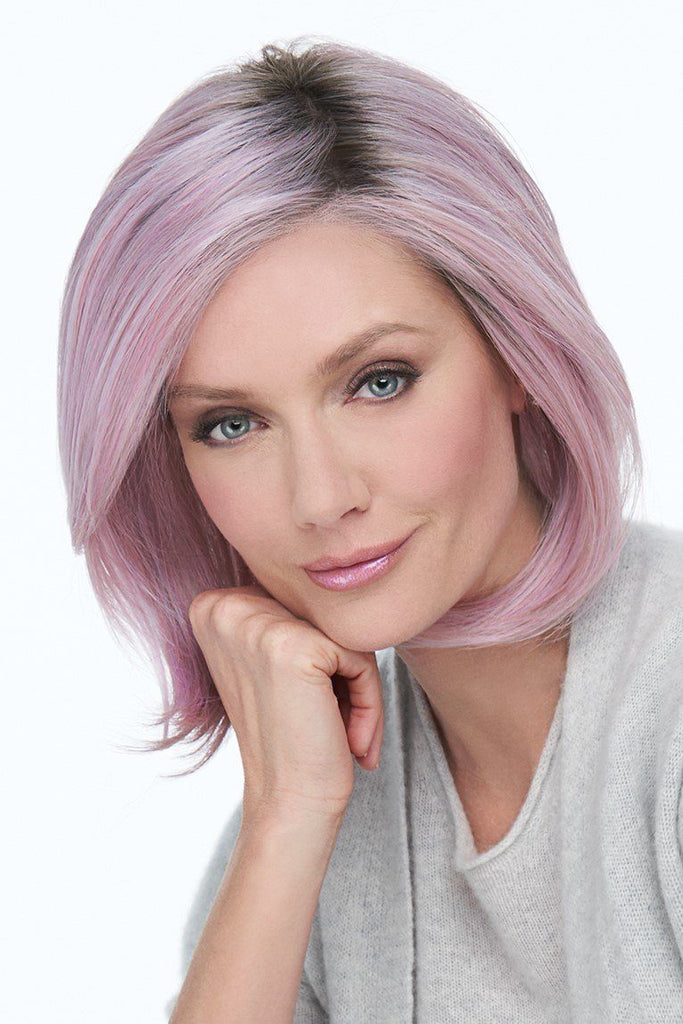 Color Pink  for Raquel Welch wig Dare To Be.  Pastel pink base with subtle platinum blonde highlights and a dark root.