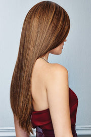 Model wearing Raquel Welch wig Glamour and More Remy Human Hair 7.