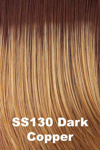 Color Dark Copper (SS130) for Raquel Welch wig Tress.  Bright auburn red with subtle deep copper highlights and a dark brown rooting.