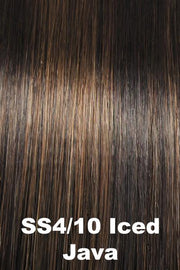 Color Shaded Iced Java (SS4/10) for Raquel Welch wig Sparkle.  Dark brown with a cool undertone, light brown highlights, and dark brown roots.