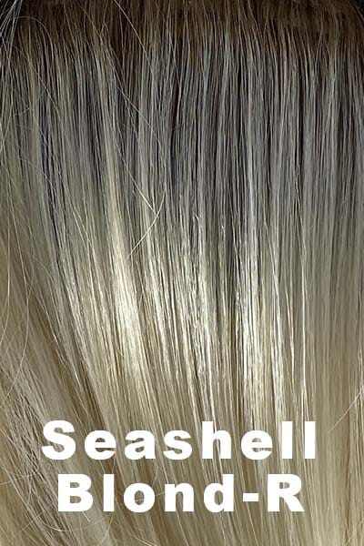 Color Seashell Blond-R for Noriko wig Storm #1722. Soft brown root with cool white blonde and creamy white tones.