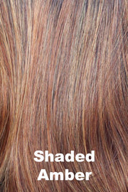 Color Shaded Amber for Rene of Paris wig Wren (#2401). Copper blonde and paprika blend with dark amber brown rooting.