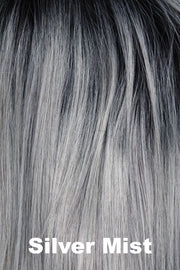 Color Silver Mist for Orchid wig Destiny (#4112). Dark cool toned root with a smoke grey base and white, silver, ivory, and ice hues.