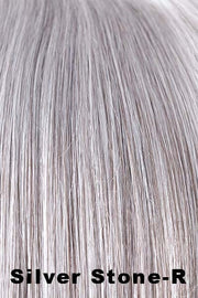 Color Silver Stone-R for Noriko wig Storm #1722. Silver white front, silver and soft brown middle, dark brown mix and silver nape with a dark brown root.