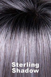 Color Swatch Sterling Shadow for Envy wig Shari.  A blend of salt and pepper grey with dark brown roots.