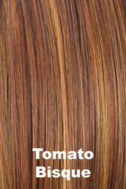 Color Tomato Bisque for Orchid wig Adelle (#5021). A rich teak base with dark reddish brown, copper and amber highlights.