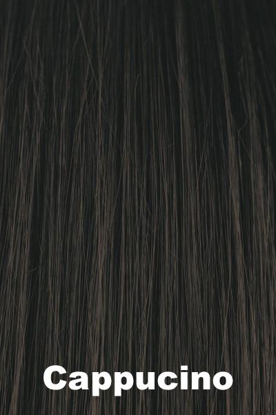 Color Cappucino for Amore wig Miley #4206. A blend of deep brown base and warm rich mahogany brown.