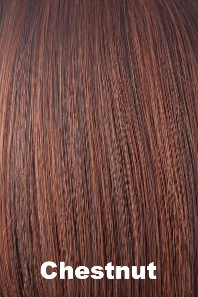 Color Chestnut for Amore wig Codi #2543. Medium Brown Red blend with copper brown highlights.