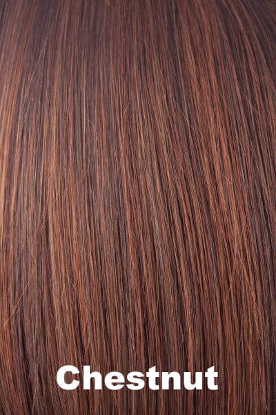 Color Chestnut for Noriko wig Storm #1722. Medium Brown Red blend with copper brown highlights.