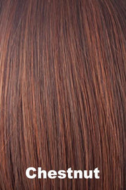 Color Chestnut for Amore wig Brittany #2538. Medium Brown Red blend with copper brown highlights.